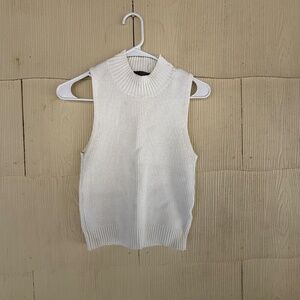 Anthropologie Maxine Mock Neck Sweater Vest - Cream/White